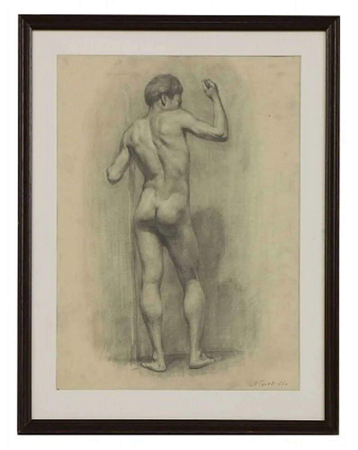 Yuri Gusev (Russian, 1928 2012)young Standing Male Nude,Signed And Dated