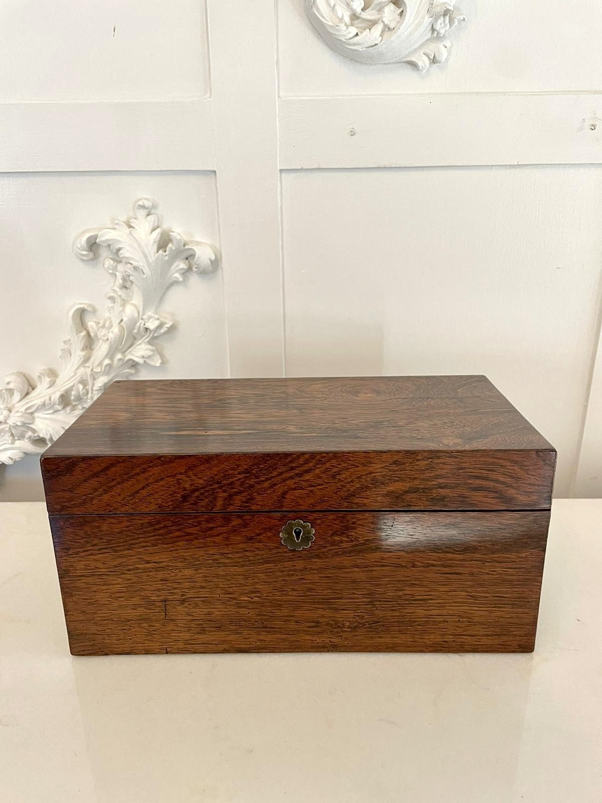 Antique 19th Century Quality Rosewood Tea Caddy