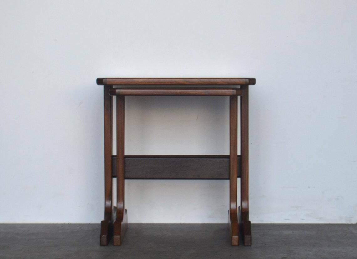 G Plan Mid Century Teak Nest Of Two Side / Bedside / Coffee Tables photo vintage