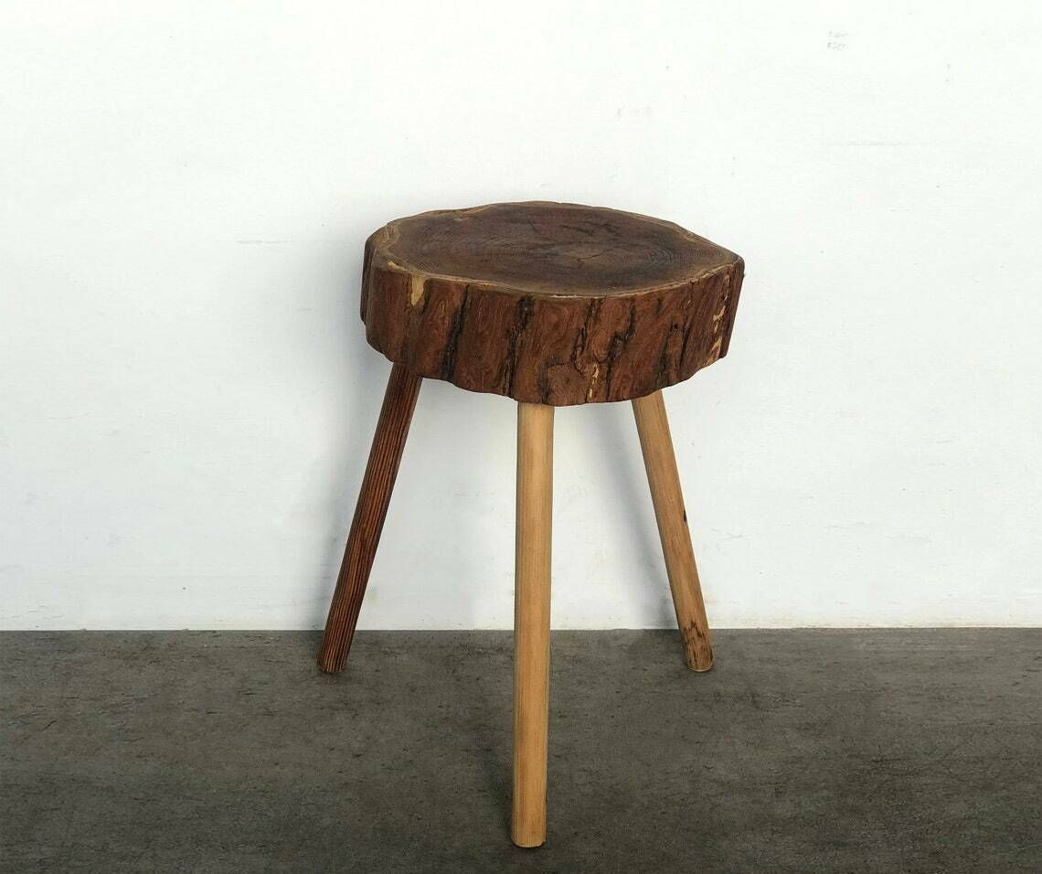 Original Vintage Retro Mid Century Wooden Yew Tree Slice Coffee Table / Side Table / Plant Stand George Nakashima Influence photo for sale