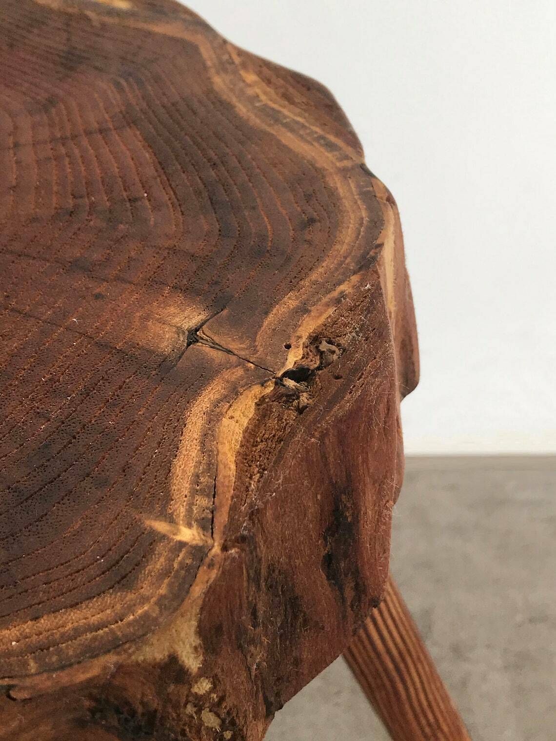 Original Vintage Retro Mid Century Wooden Yew Tree Slice Coffee Table / Side Table / Plant Stand George Nakashima Influence photo vintage