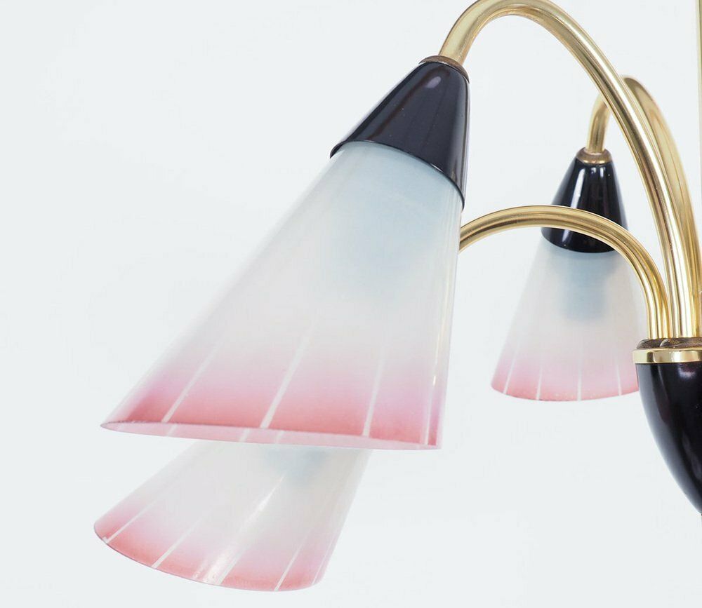 Vintage Italian Chandelier In Brass And Glass, 1950s photo buy