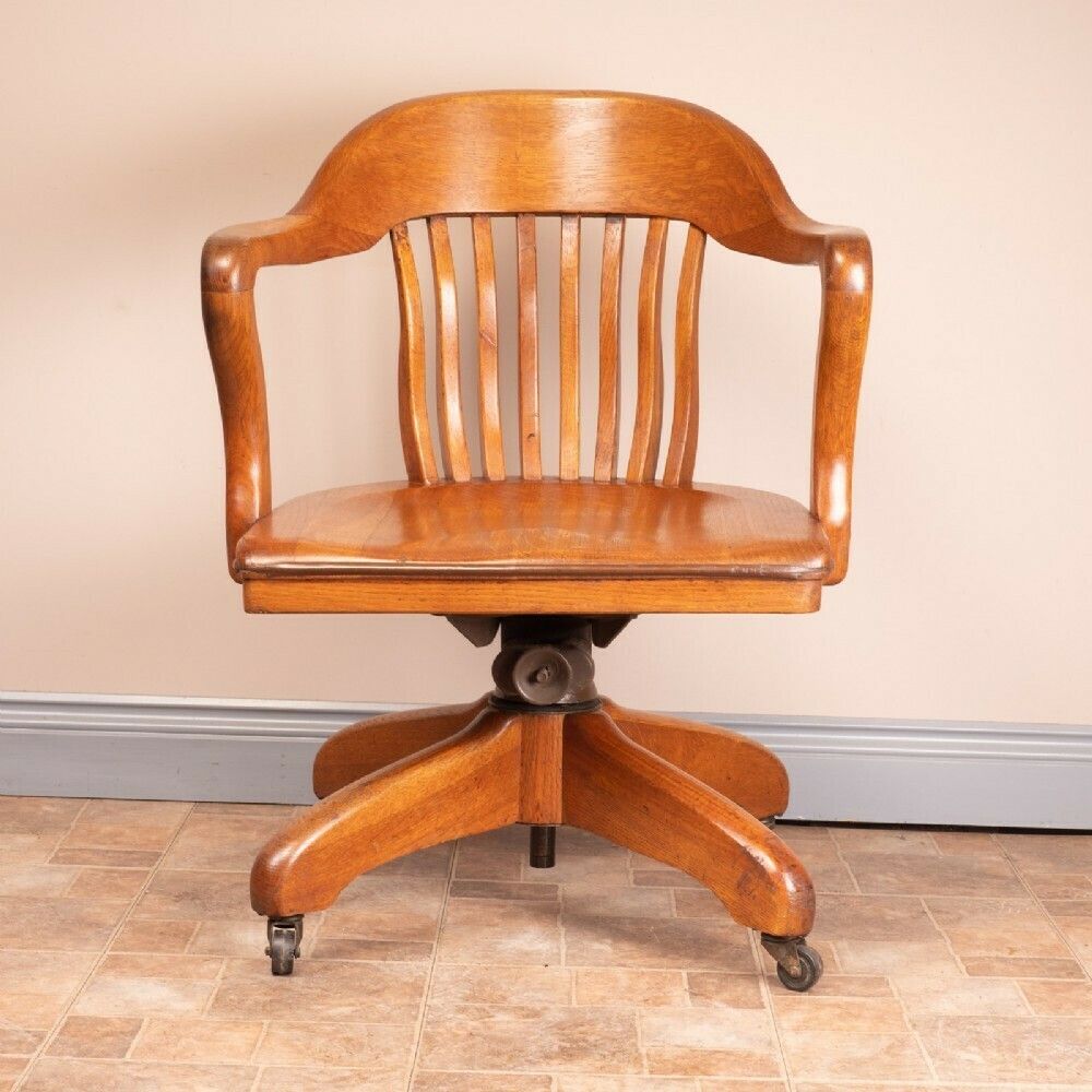photo buy Oak Revolving Office Desk Chair