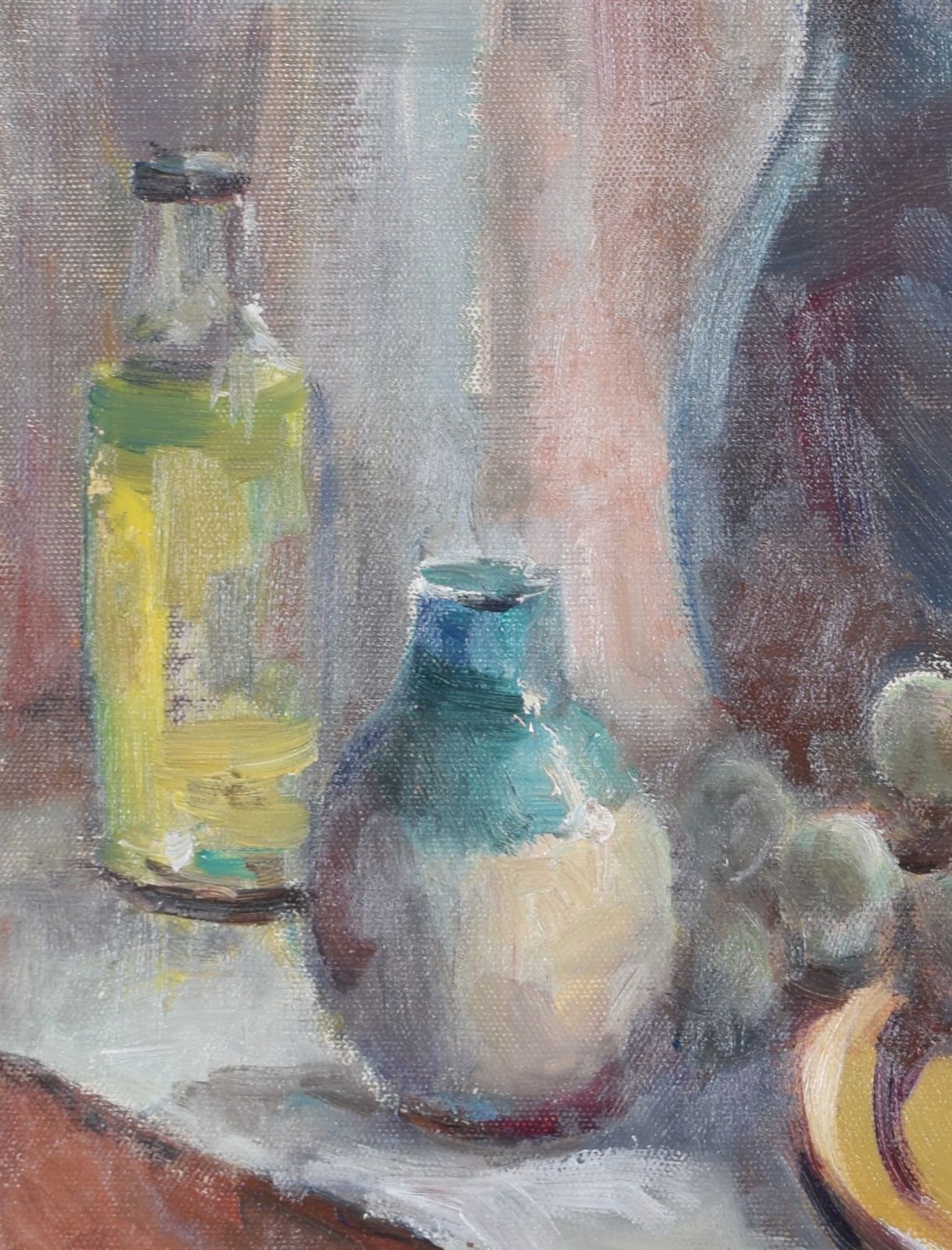 Still Life With Fruit And Jug Mid 20th Century Oil Painting By Angela Stones photo furniture
