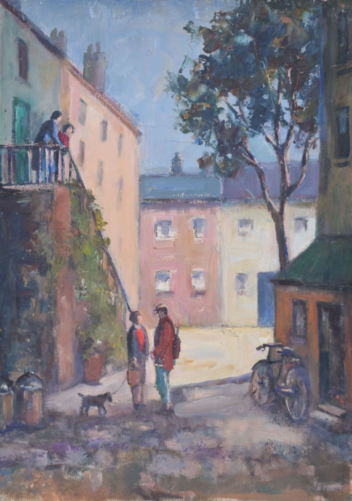French Street Scene Mid 20th Century Oil Painting By Angela Stones photo 1350.0