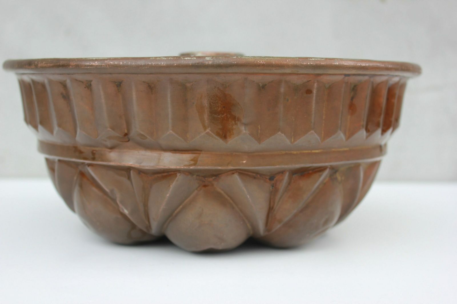 Jello Cake Mold Heavy Copper Baking Pan Ornate Detail Original Patina Dessert Mold Food Photo Prop photo furniture