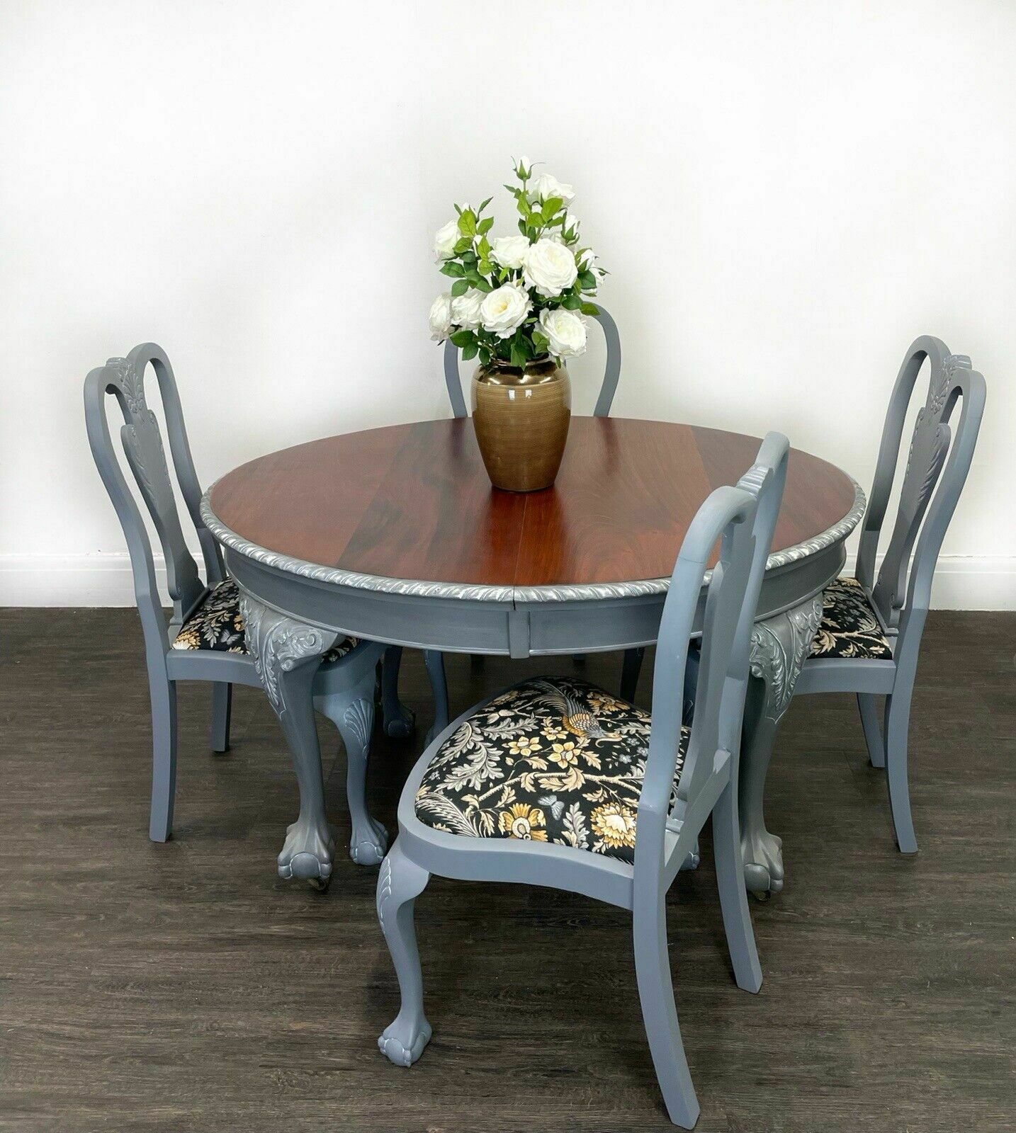 Victorian Extending Mahogany Claw And Ball Table And 4 Chairs photo Furniture
