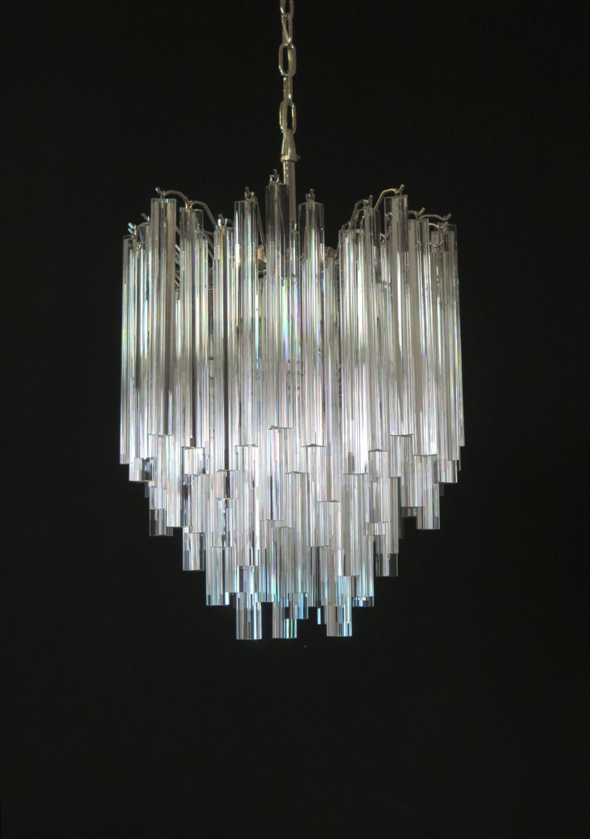 Vintage Murano Chandelier – 92 Trasparent Prism Triedri