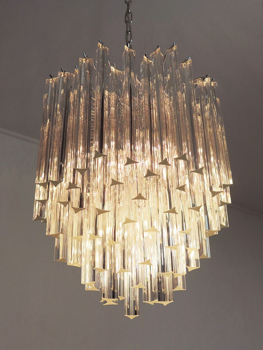 Vintage Murano Chandelier – 92 Trasparent Prism Triedri photo 1240.0
