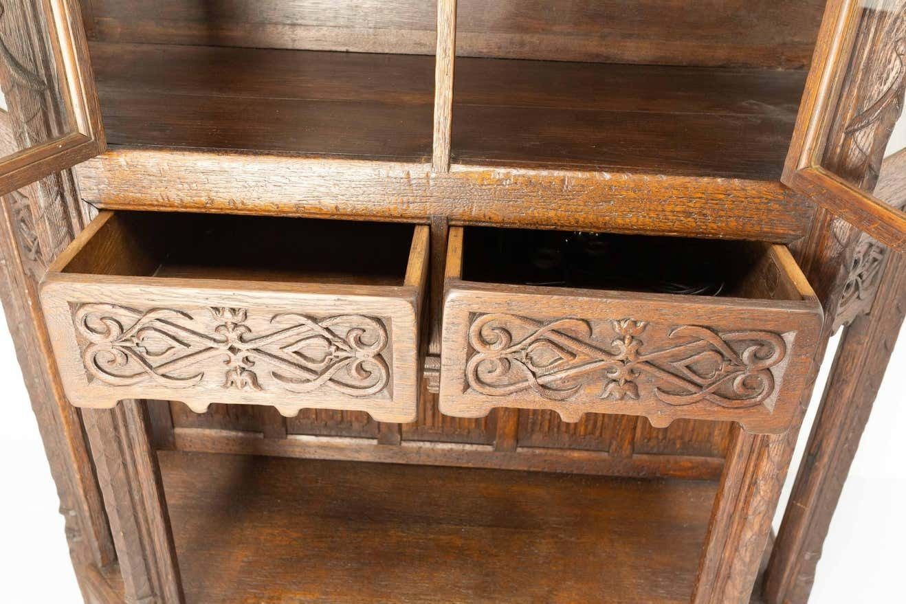 Neogothic Vitrine Oak And Glass, French, Circa 1920 photo vinterior
