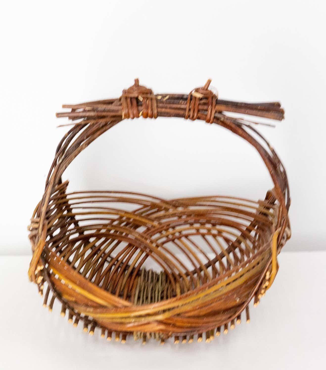 Mid Century Wicker Basket Centerpiece Fruit Cup, France photo Home Decor