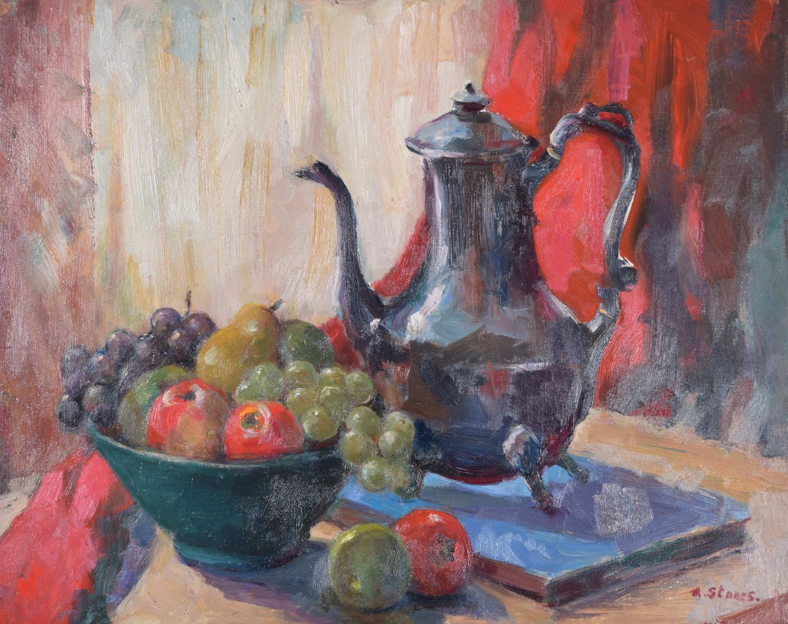 Angela Stones (1914 – 1995) Still Life With Fruit And Coffee Pot photo 1350.0
