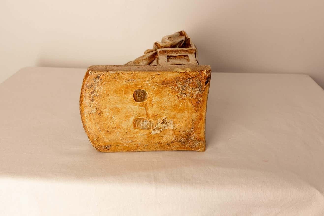 photo furniture Nun Reading Gospels Patinated Plaster Statue French, Late 19th Century