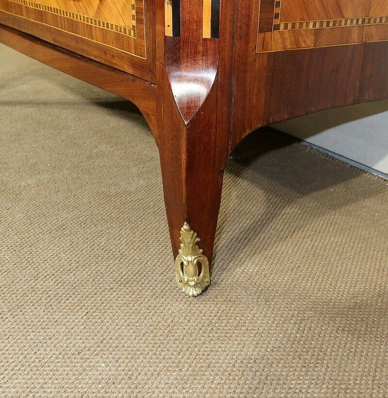 photo for sale Small Commode In Precious Wood Marquetry, Stamped Cm. Magnien, Louis XVI Period – 18th Century