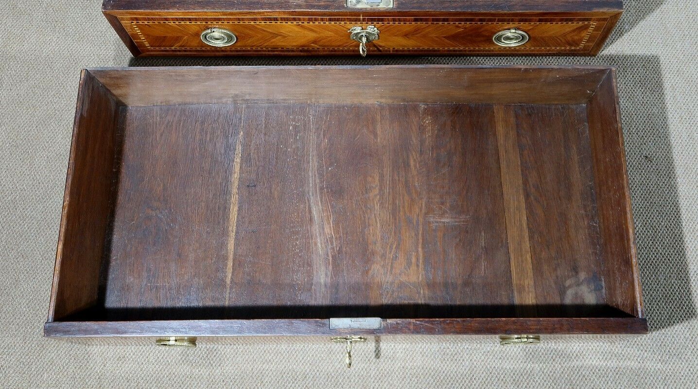 photo buy Small Commode In Precious Wood Marquetry, Stamped Cm. Magnien, Louis XVI Period – 18th Century