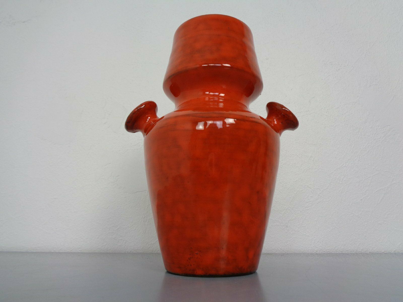 Italian Orange Ceramic Studio Vase With Handle, 1970s photo furniture