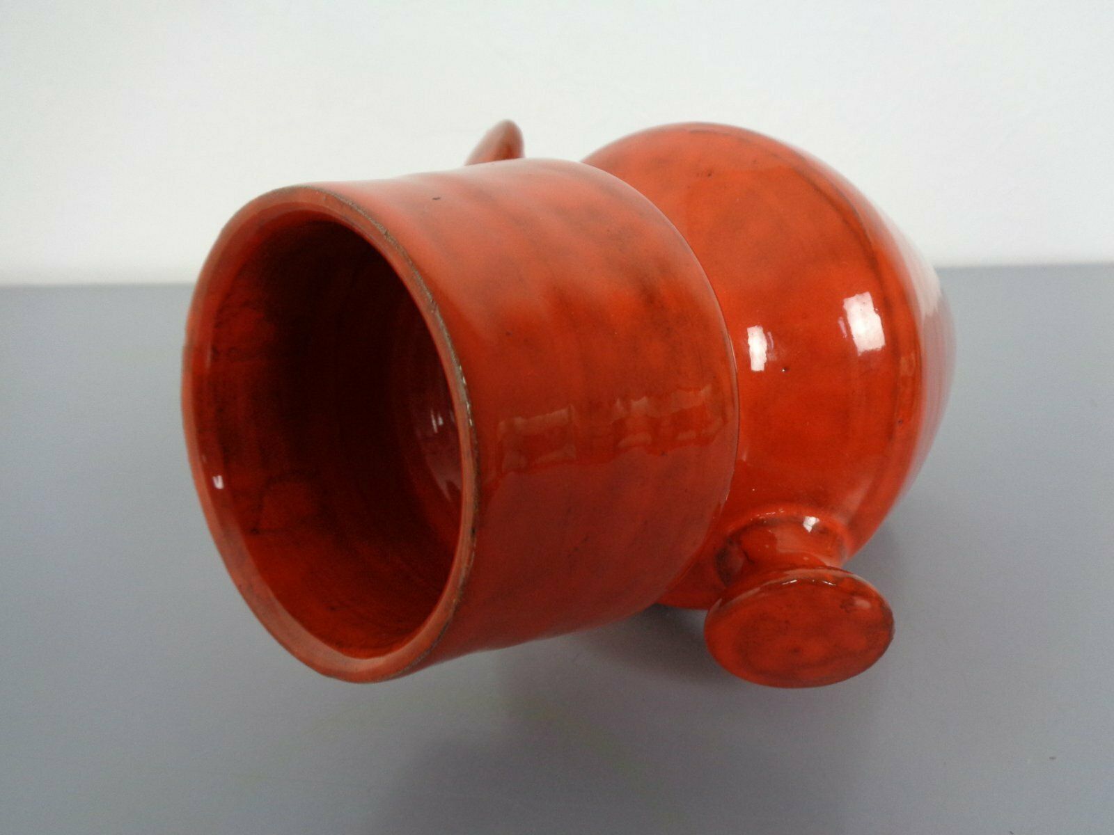 photo buy Italian Orange Ceramic Studio Vase With Handle, 1970s