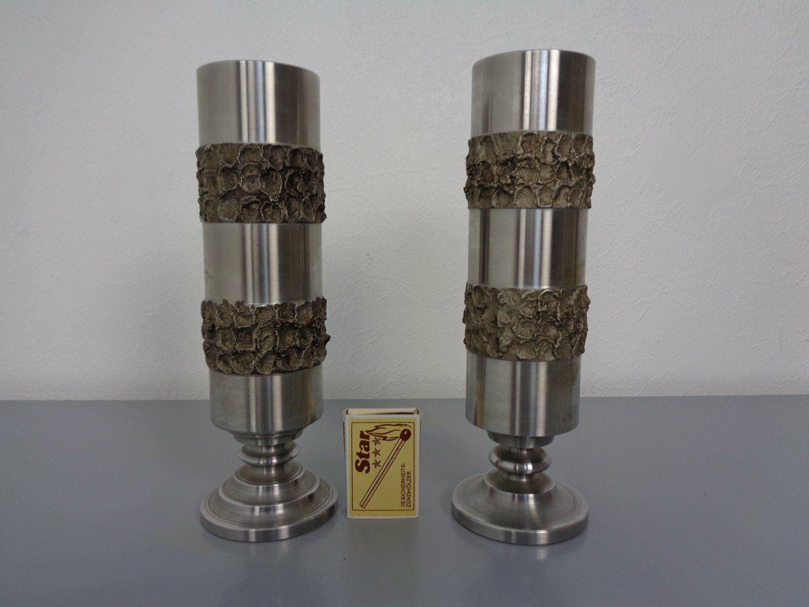 Brutalist German Vases In Stainless Steel, 1960s, Set Of 2 photo Home Decor