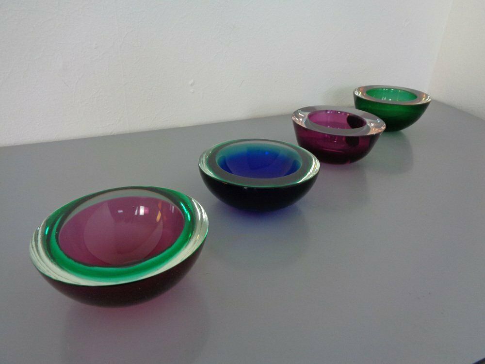 Sommerso Murano Glass Bowls By Flavio Poli, 1960s, Set Of 4 photo furniture