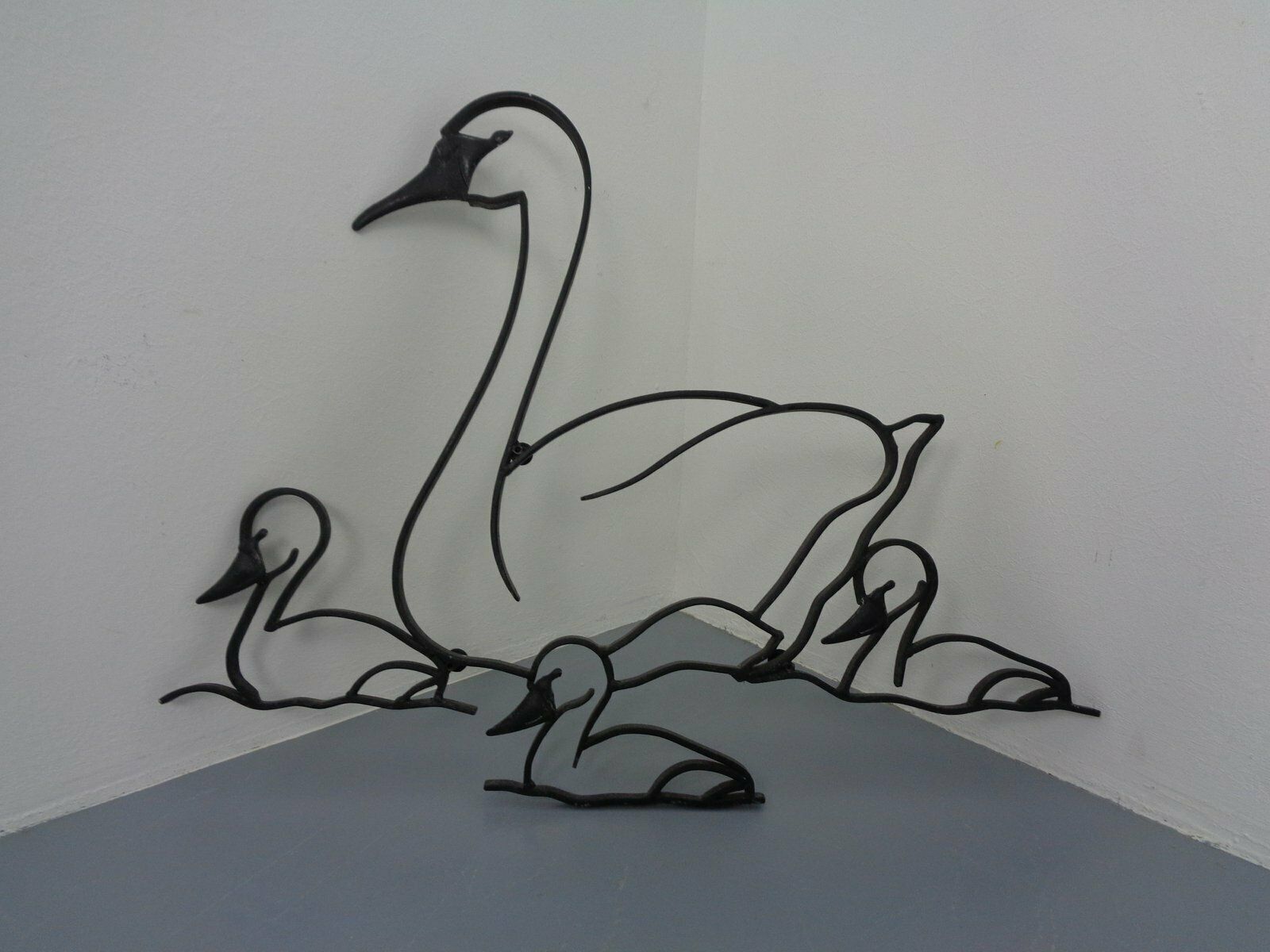 Large Cast Iron Swan Family, Germany, 1960s photo Art