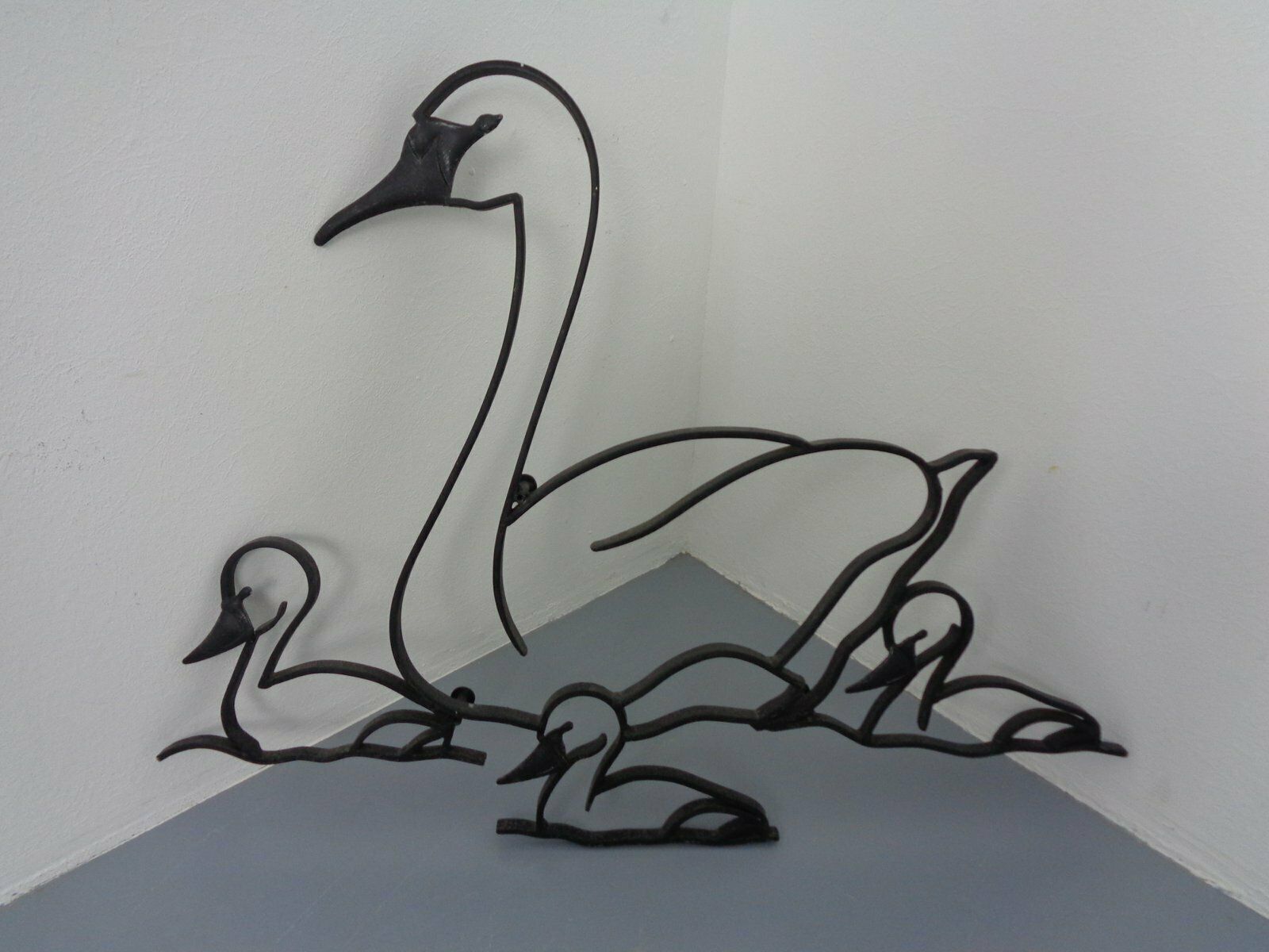 Large Cast Iron Swan Family, Germany, 1960s photo vinterior