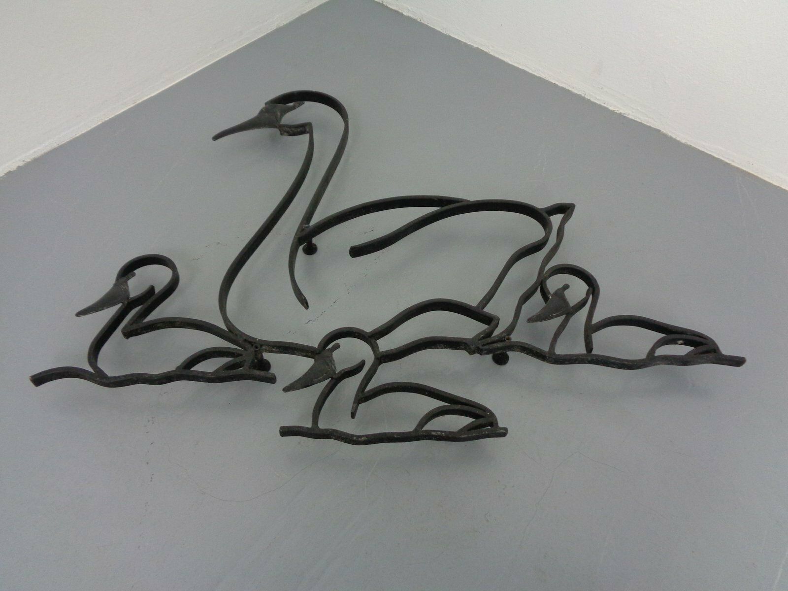 Large Cast Iron Swan Family, Germany, 1960s photo vintage