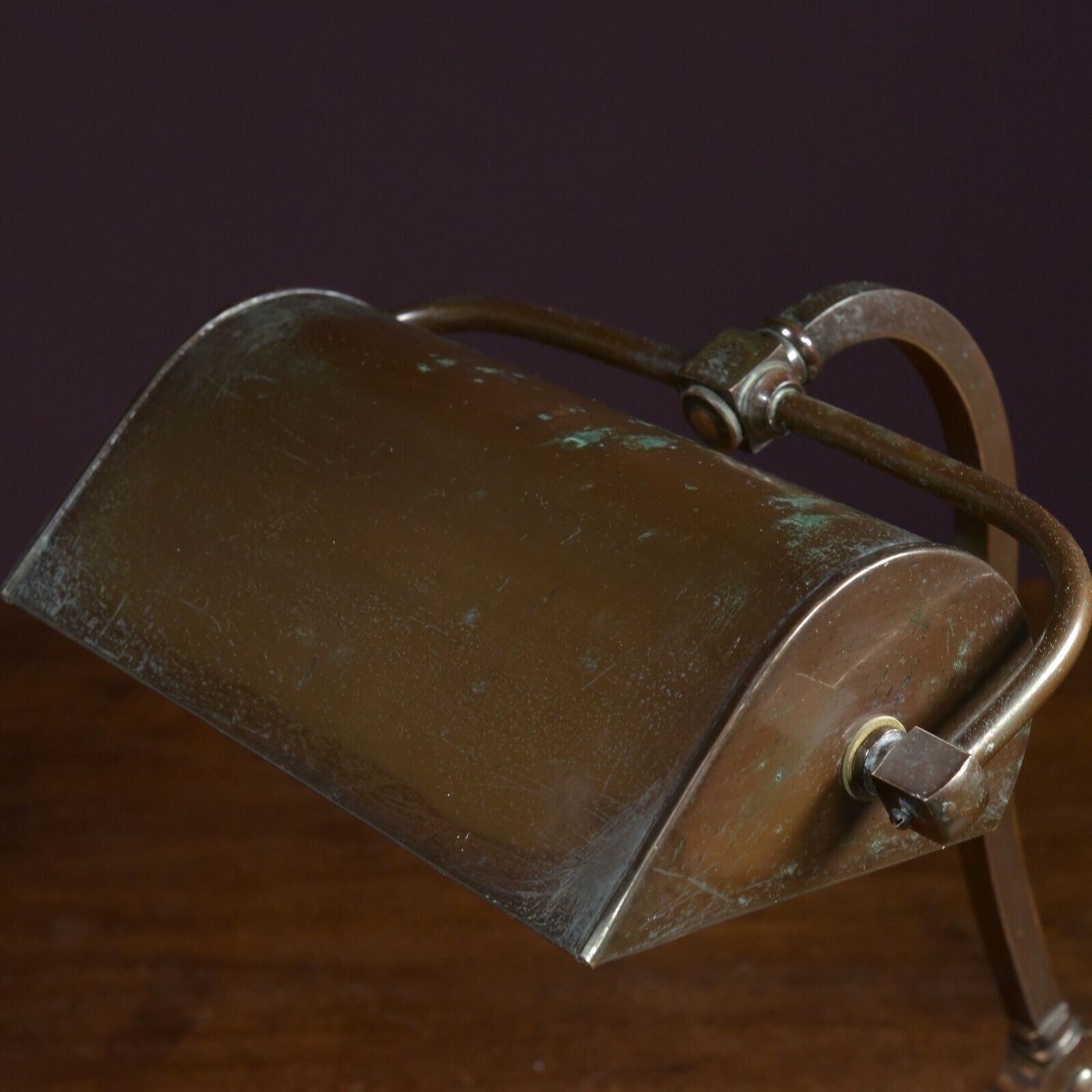 Lobed Base Bronzed Bankers Lamp photo vintage