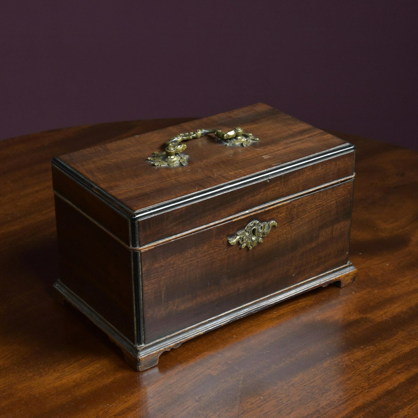 Georgian Tea Caddy An Attractive Antique Mahogany George III Tea Caddy Chest photo for sale