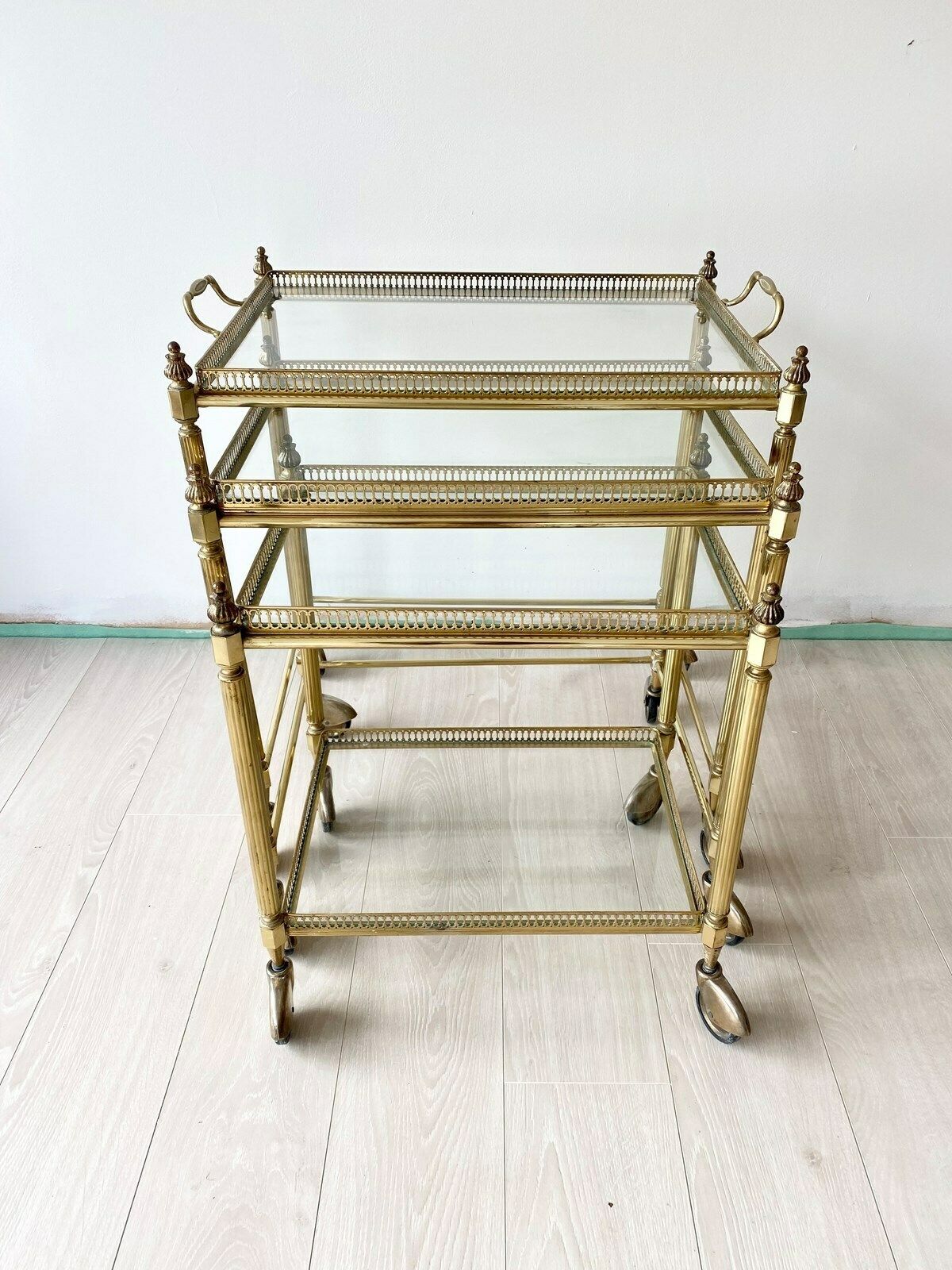 photo furniture Nest Of French Brass Drinks Trolley Tables