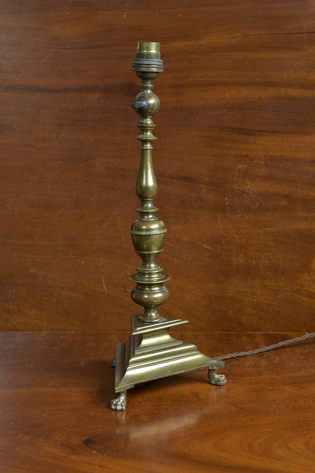 Antique Paw Footed Brass Lamp, Early 20th Century photo buy
