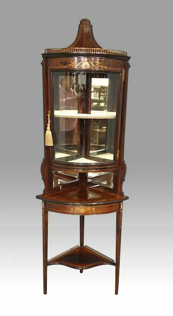 Antique Inlaid Rosewood Corner Cabinet