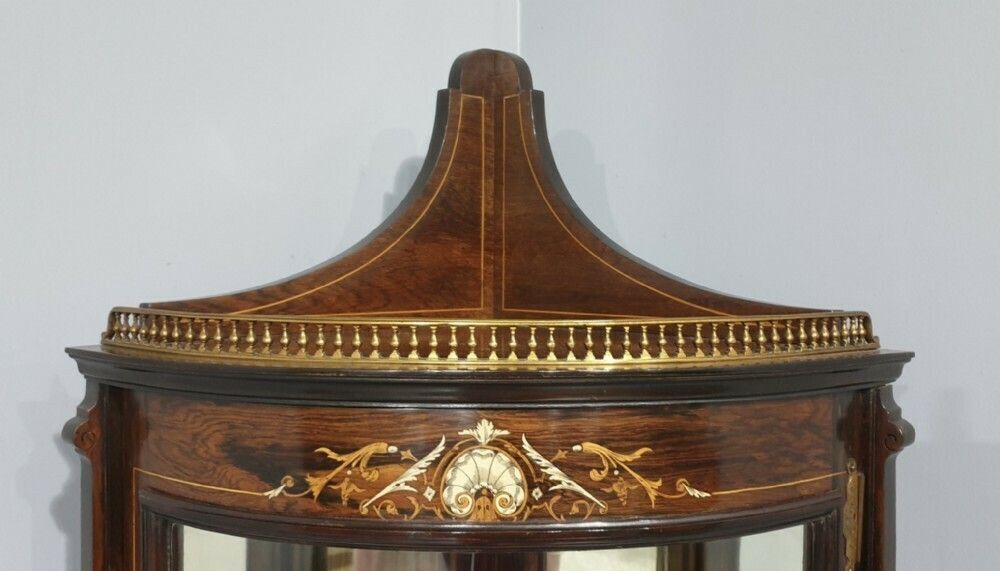 Antique Inlaid Rosewood Corner Cabinet photo vinterior