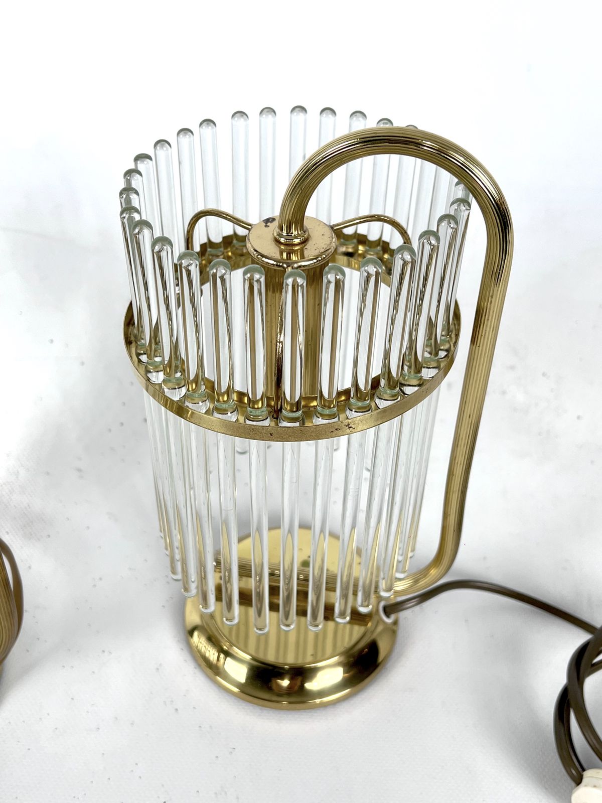 Vintage Italian Pair Of Signed Brass Table Lamps By Sciolari. Italy 1970s photo furniture