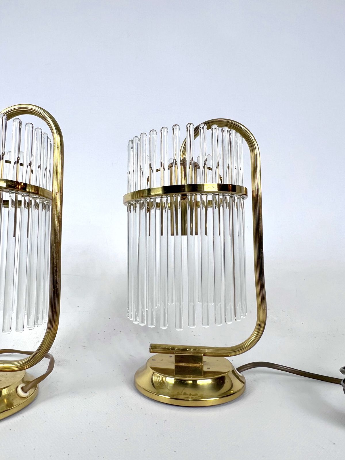 Vintage Italian Pair Of Signed Brass Table Lamps By Sciolari. Italy 1970s photo vintage