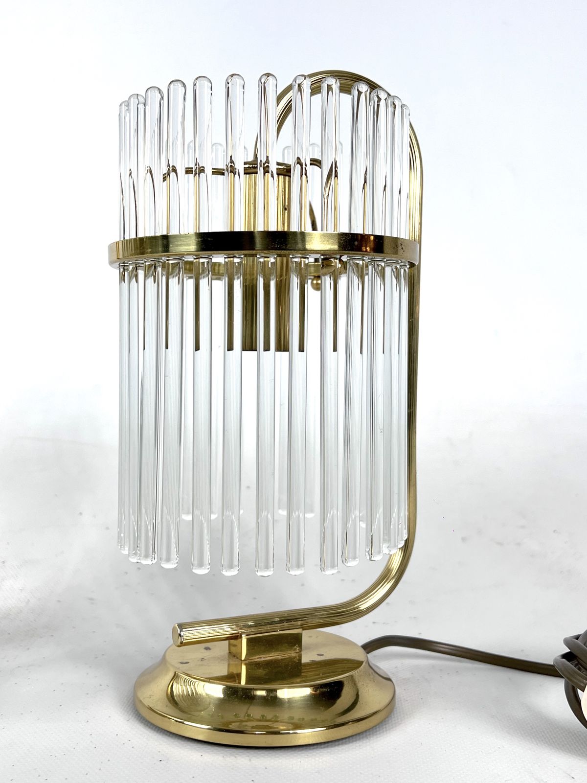 photo furniture Vintage Italian Pair Of Signed Brass Table Lamps By Sciolari. Italy 1970s