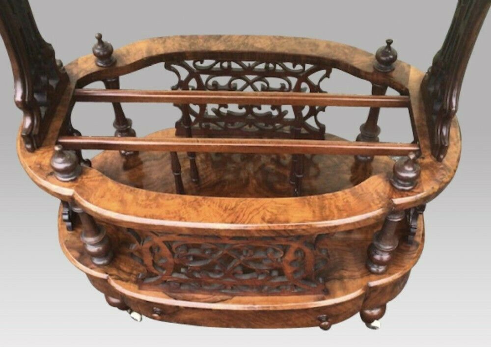 Magnificent Inlaid Burr Walnut Oval Antique Canterbury Lamp Table photo 3600.0
