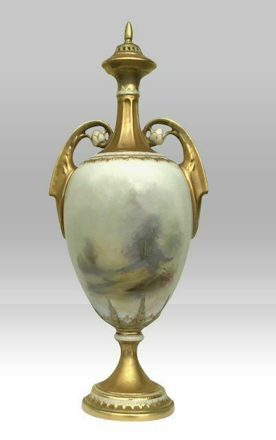 Antique Royal Worcester James Stinton Cock Pheasant Vase photo 2400.0