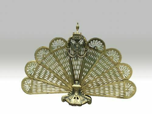 Antique Peacock Brass Fire Screen