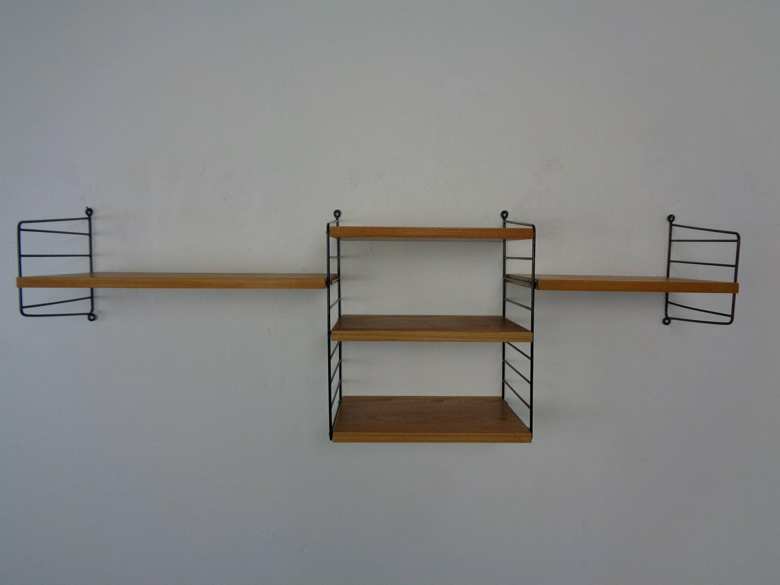 Swedish Ash And Metal Wall Unit By Kajsa & Nils Nisse Strinning For String, 1950s, Set Of 9 photo furniture