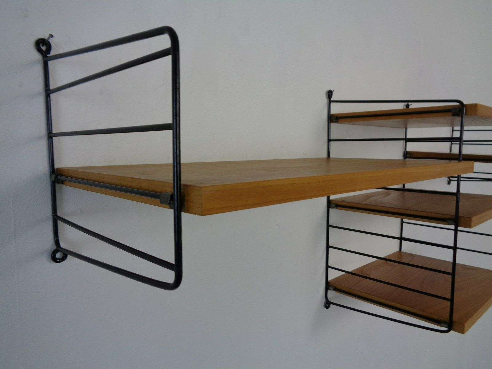 Swedish Ash And Metal Wall Unit By Kajsa & Nils Nisse Strinning For String, 1950s, Set Of 9 photo 431.0