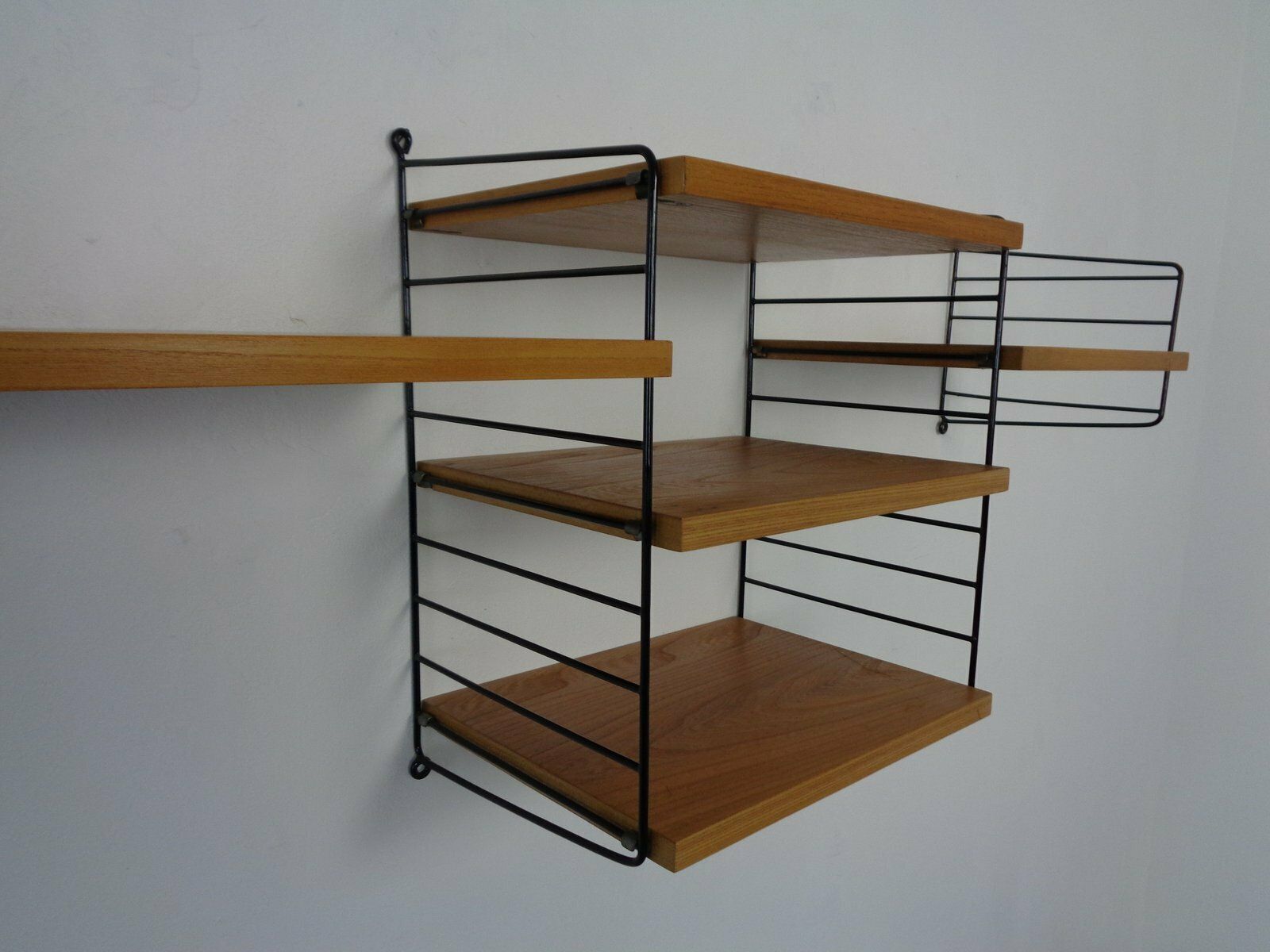 Swedish Ash And Metal Wall Unit By Kajsa & Nils Nisse Strinning For String, 1950s, Set Of 9 photo vinterior