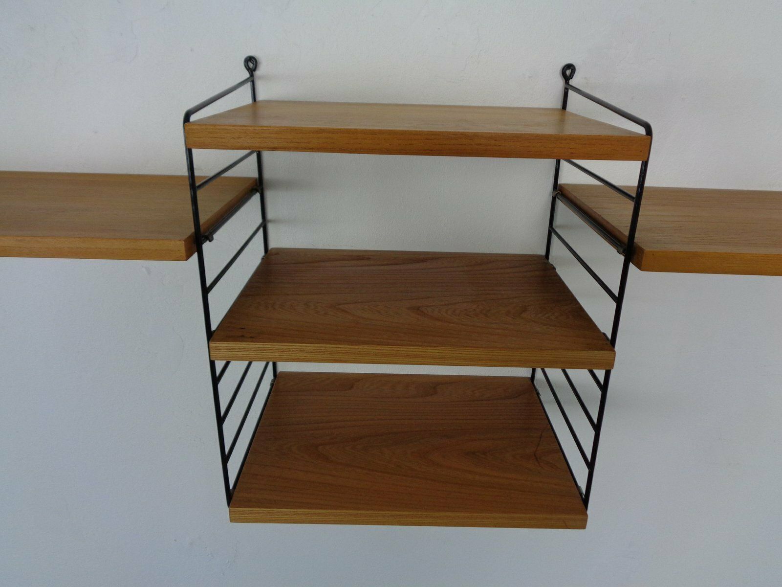 Swedish Ash And Metal Wall Unit By Kajsa & Nils Nisse Strinning For String, 1950s, Set Of 9 photo vintage
