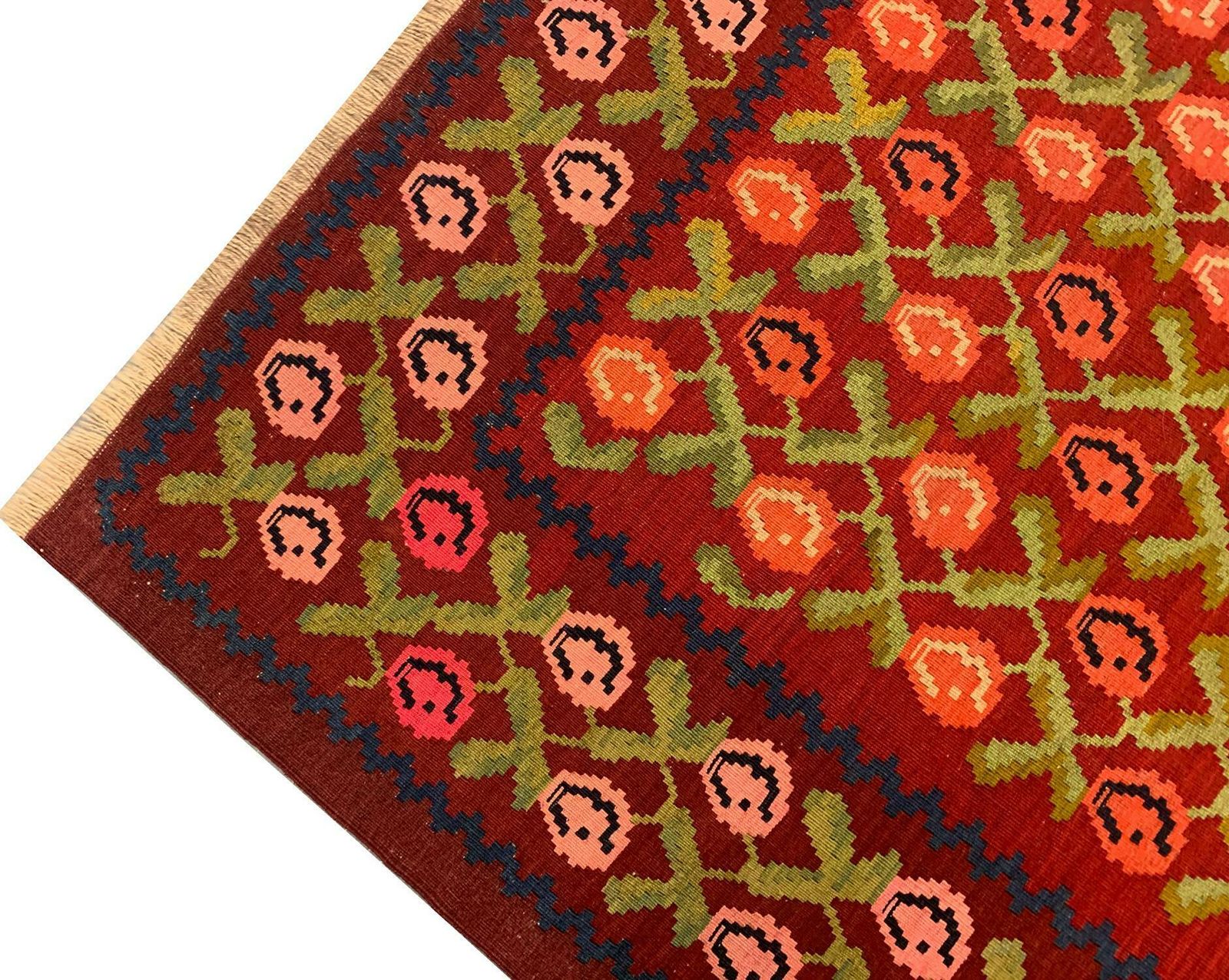 Rare Handmade Carpet Antique Armenian Kilim Rug Traditional Floral Kilim photo vinterior