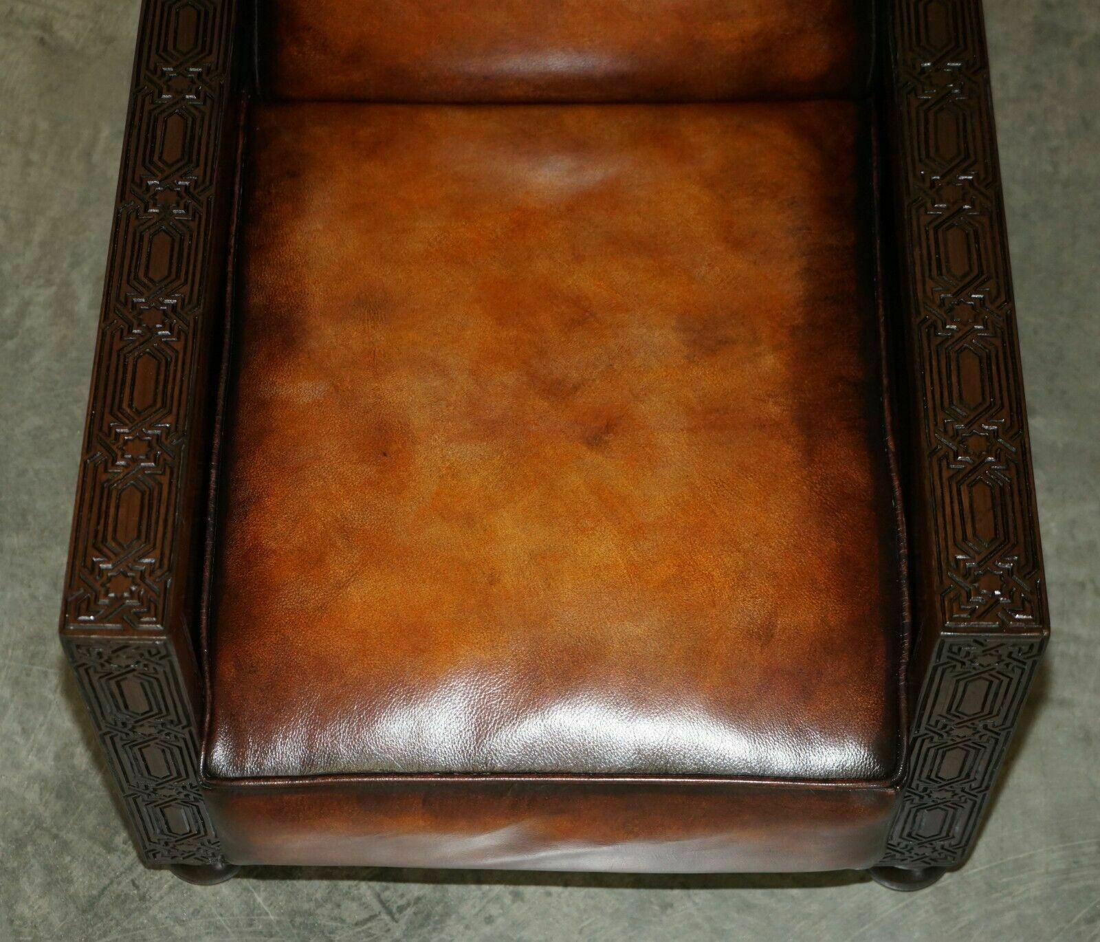 Fine Pair Of Fully Restored Antique Art Deco Armchairs Hand Carved Carved Panels photo buy