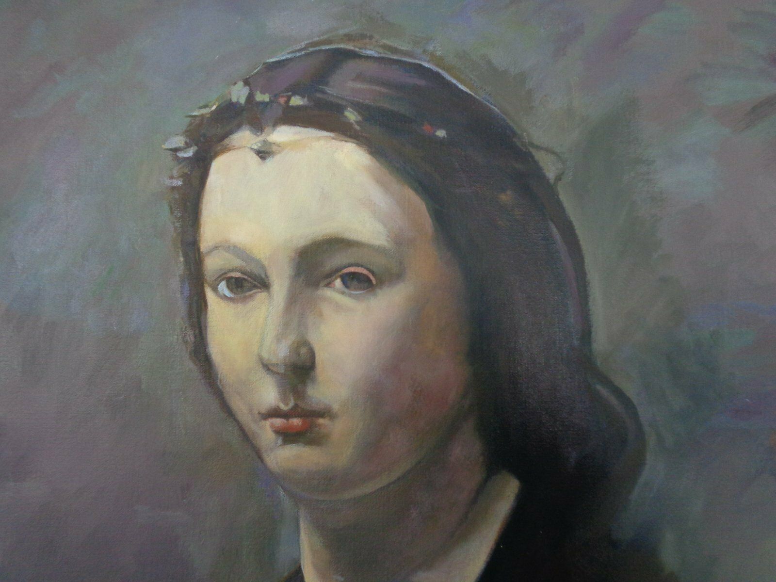 Art Fred Neumann After Jean Baptiste Camille Corot, The Woman With The Pearl, 1980s, Oil On Canvas photo