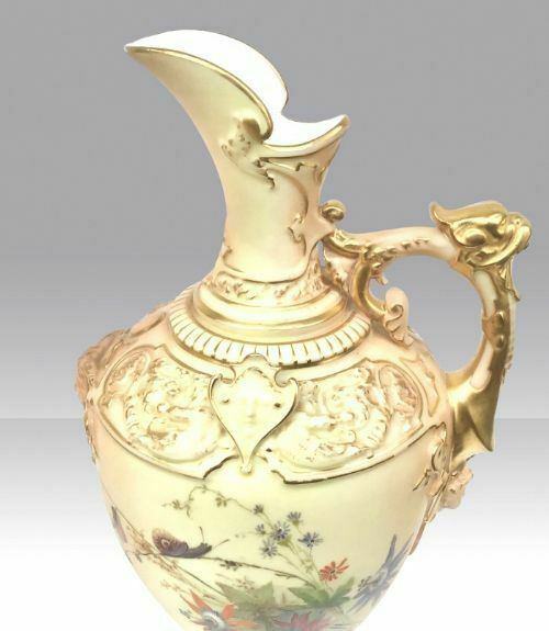 Pair Of Antique Royal Worcester Blush Ivory Pedestal Vases,Ewers photo Home Decor