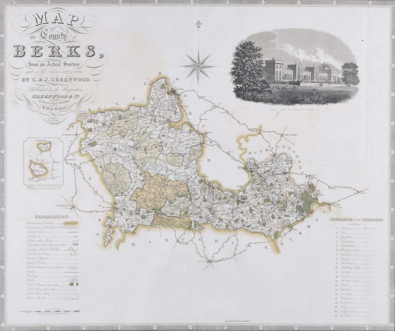 John Dower (1825 – 1901) Map Of Berkshire From An Actual Survey Made In The Years 1822 & 1823