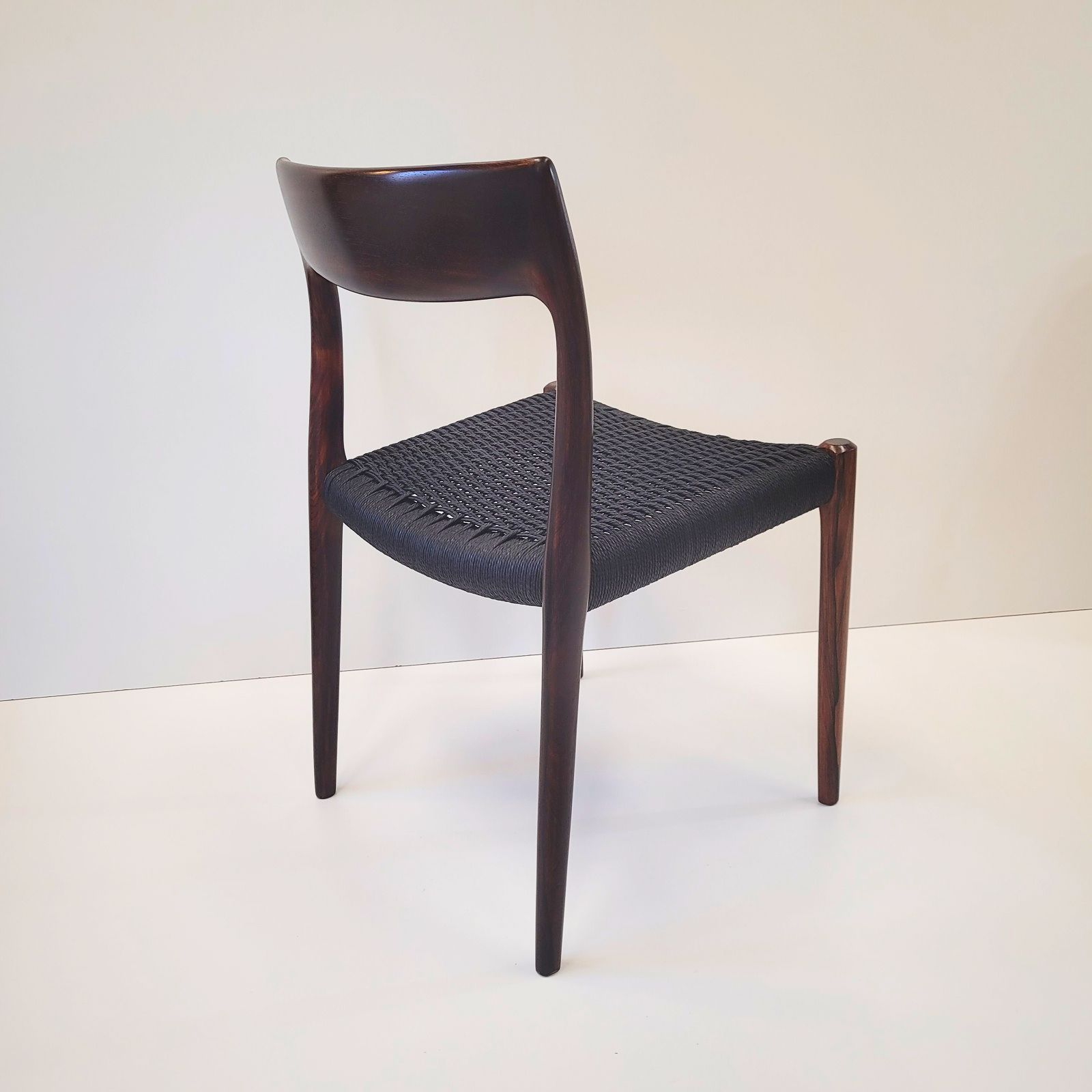 Niels Otto Møller #77 Rosewood Dining Chair Black Paper Cord Seat photo for sale