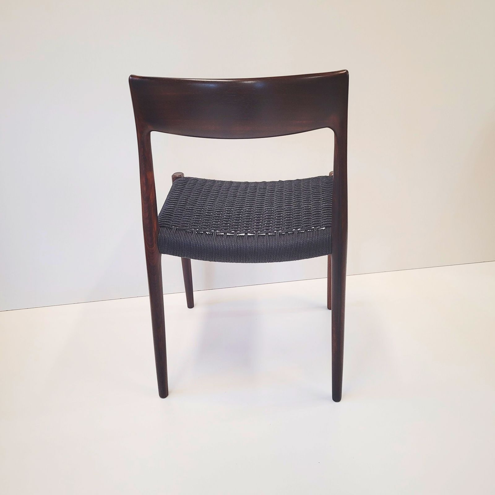 Niels Otto Møller #77 Rosewood Dining Chair Black Paper Cord Seat photo Furniture