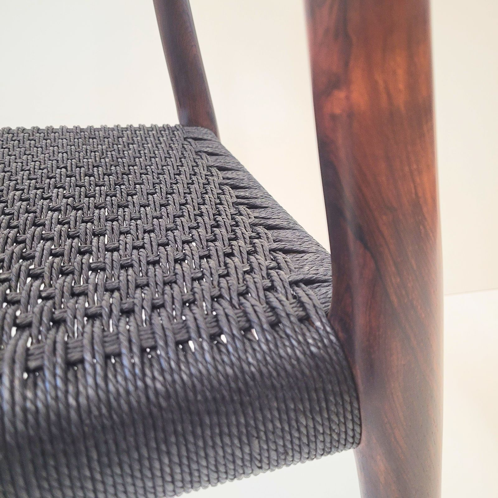 Niels Otto Møller #77 Rosewood Dining Chair Black Paper Cord Seat photo vintage